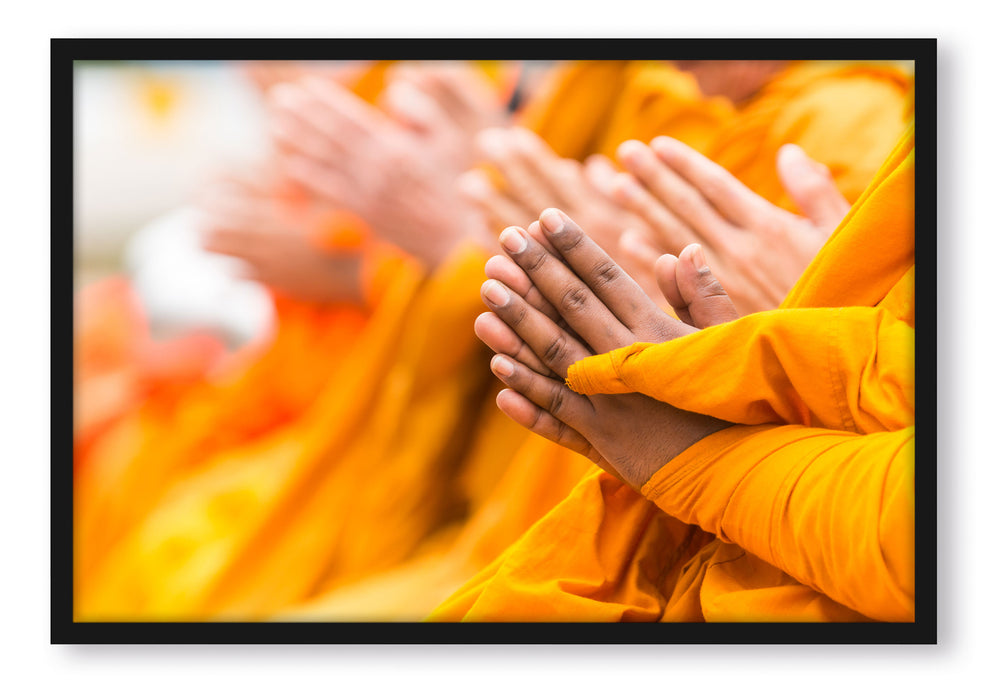 Betende Hände Mönche Tibet, Poster mit Bilderrahmen