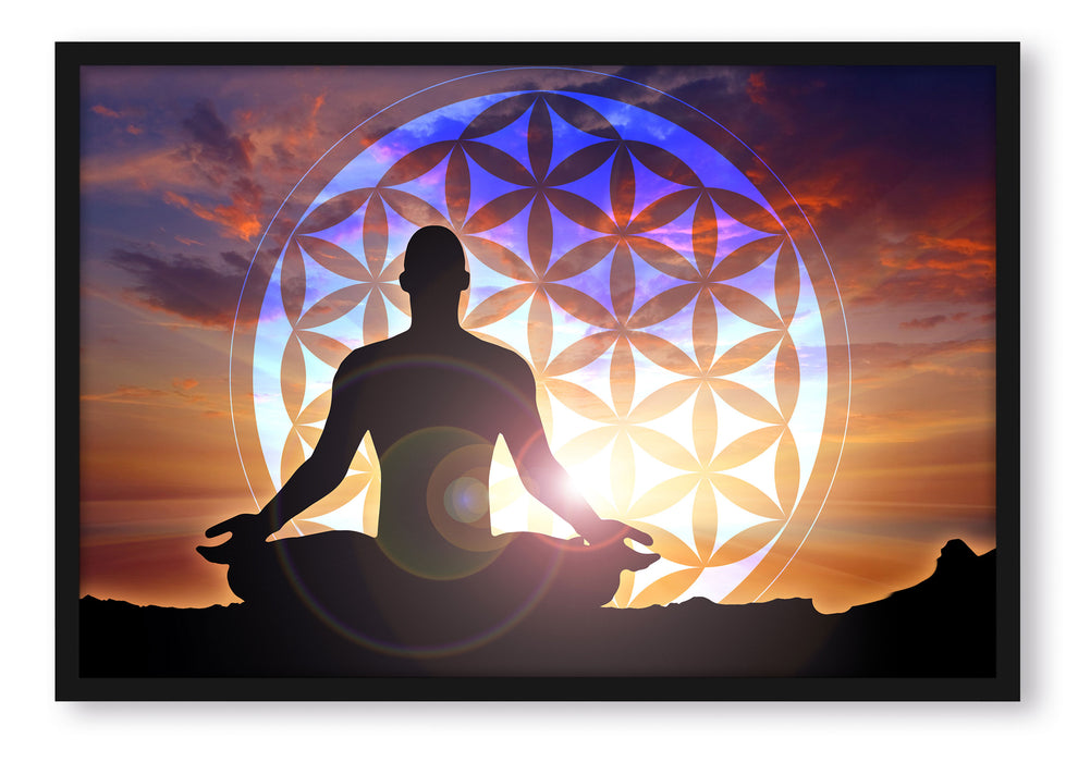 Pixxprint Mensch Blume des Lebens, Poster mit Bilderrahmen