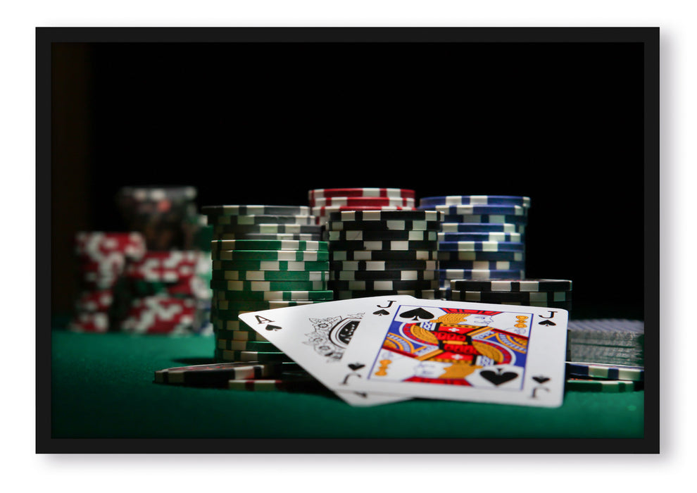 Pixxprint Pokertisch Las Vegas, Poster mit Bilderrahmen