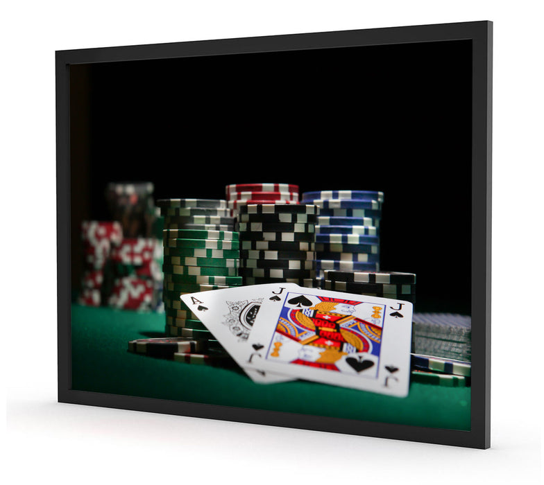 Pokertisch Las Vegas, Poster mit Bilderrahmen