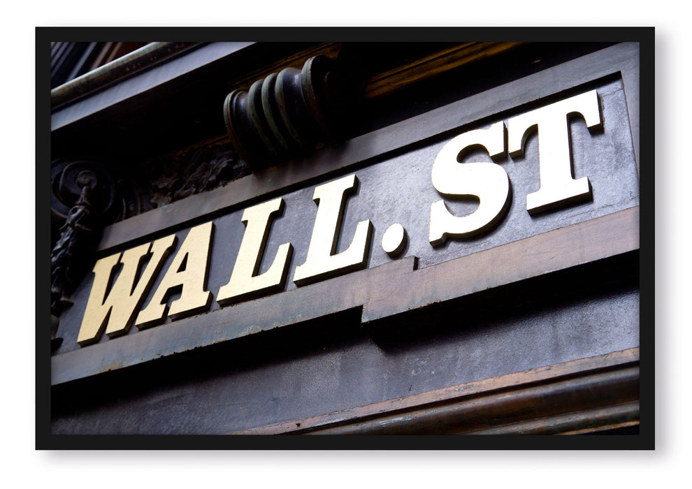 Pixxprint Wall Street in New York, Poster mit Bilderrahmen