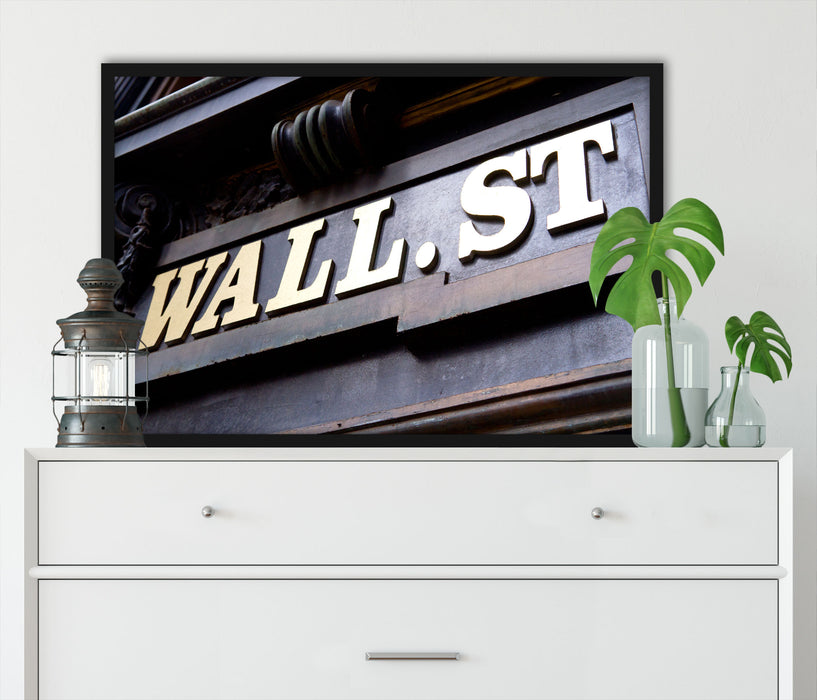 Wall Street in New York, Poster mit Bilderrahmen