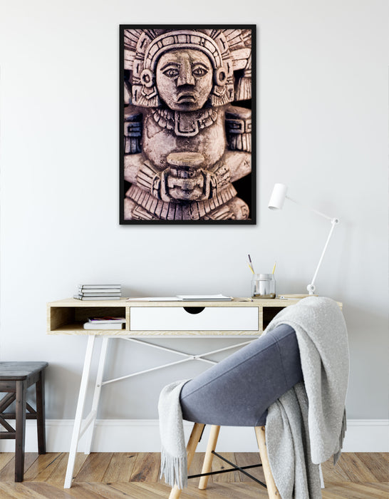 kleine Maya Skulptur, Poster mit Bilderrahmen