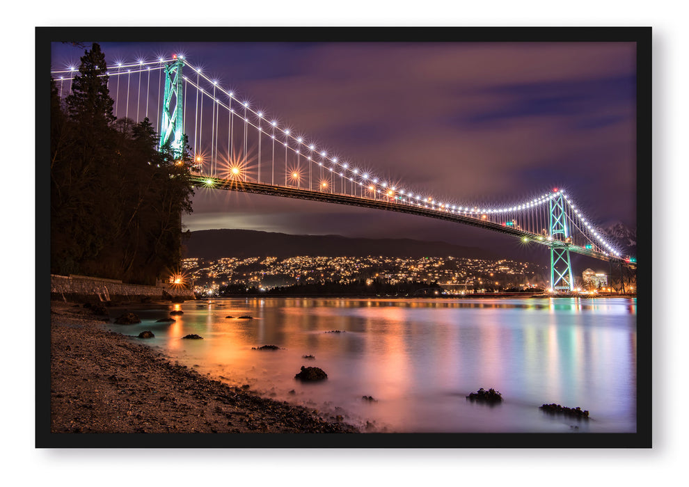 Pixxprint Lions Gate Bridge Vancouver, Poster mit Bilderrahmen