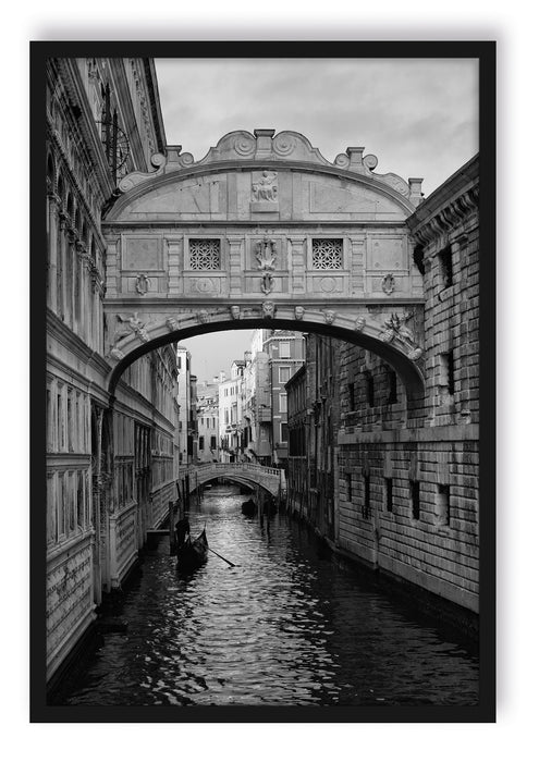 Pixxprint Romantischer Kanal in Venedig, Poster mit Bilderrahmen