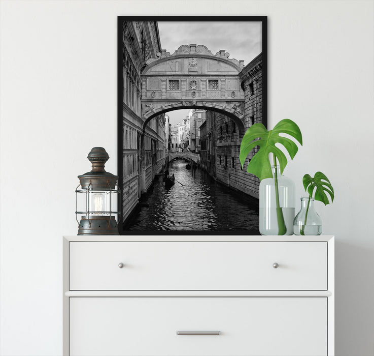 Romantischer Kanal in Venedig, Poster mit Bilderrahmen