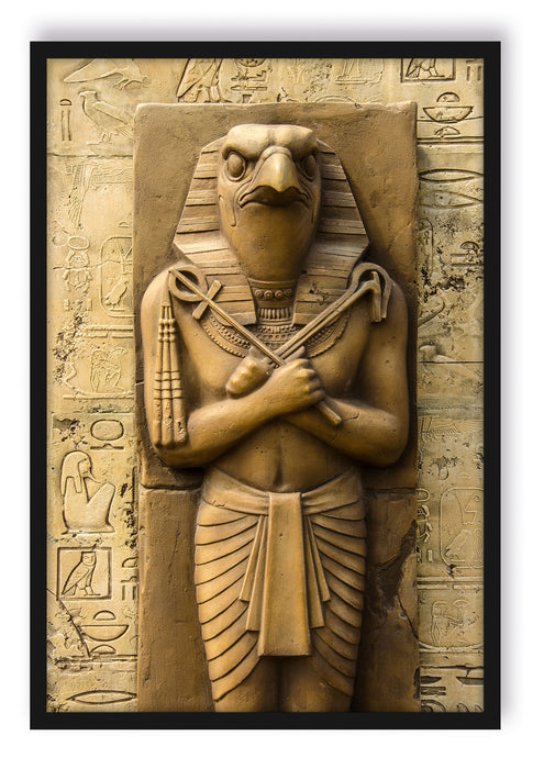 Pixxprint Ägyptischer Gott Horus, Poster mit Bilderrahmen