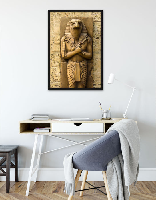 Ägyptischer Gott Horus, Poster mit Bilderrahmen