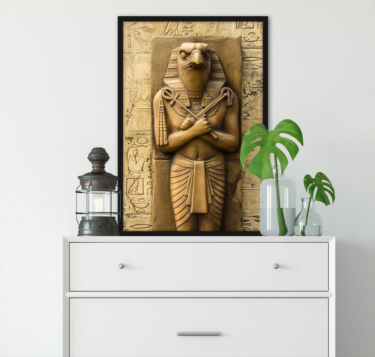 Ägyptischer Gott Horus, Poster mit Bilderrahmen