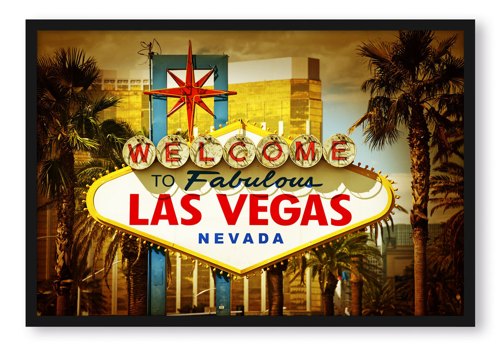 Las Vegas Ortseingangsschild, Poster mit Bilderrahmen