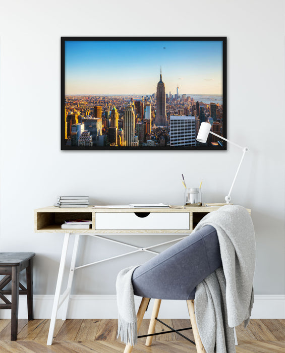 Empire State Building in New York, Poster mit Bilderrahmen