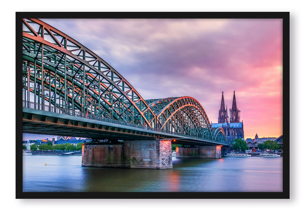 Pixxprint Hohenzollernbrücke in Köln, Poster mit Bilderrahmen