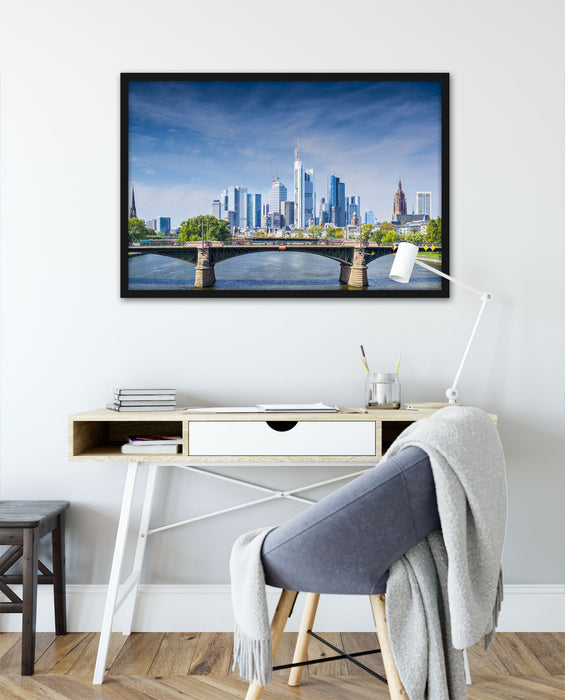 Skyline von Frankfurt am Main, Poster mit Bilderrahmen