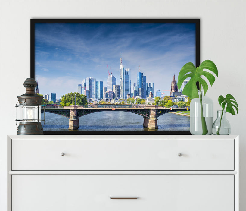 Skyline von Frankfurt am Main, Poster mit Bilderrahmen