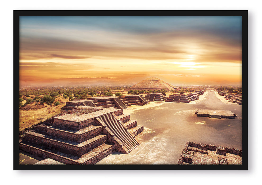 Maya Tempel Mexico, Poster mit Bilderrahmen