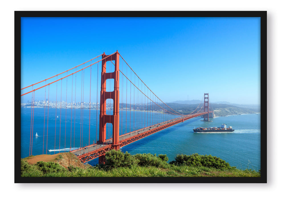 Pixxprint Golden Gate Bridge, Poster mit Bilderrahmen