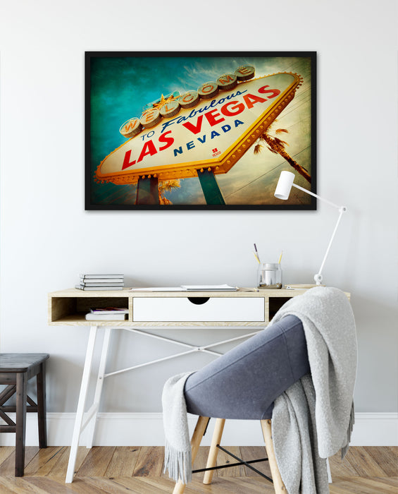 Las Vegas Retro Look, Poster mit Bilderrahmen