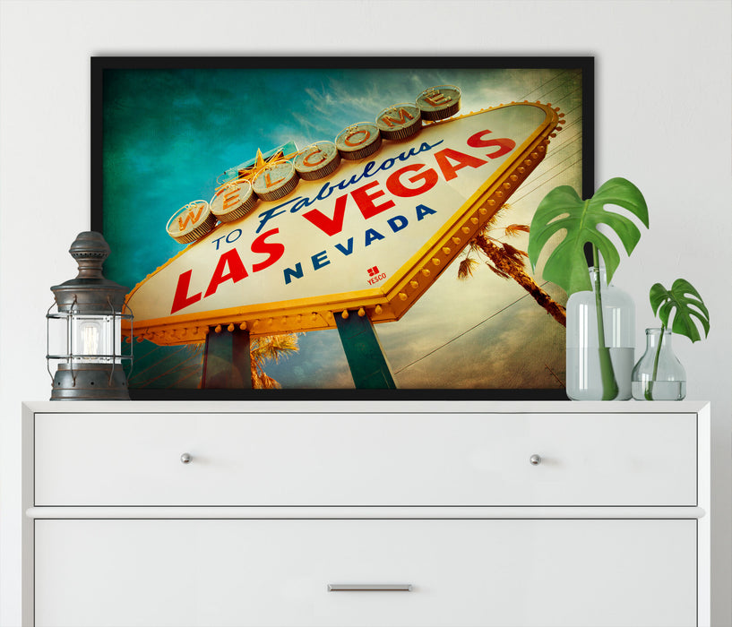 Las Vegas Retro Look, Poster mit Bilderrahmen