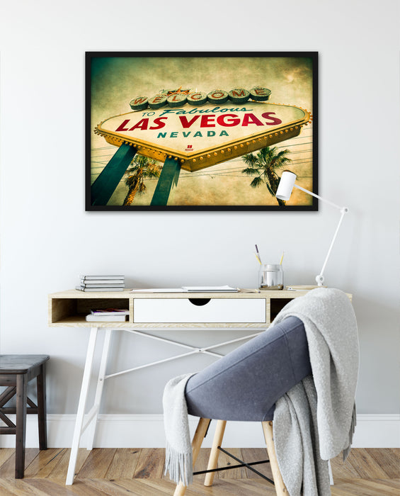 Las Vegas Ortsschild, Poster mit Bilderrahmen