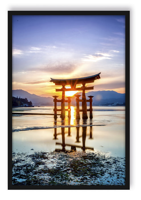 Pixxprint Torii Gate in Miyajima Japan, Poster mit Bilderrahmen