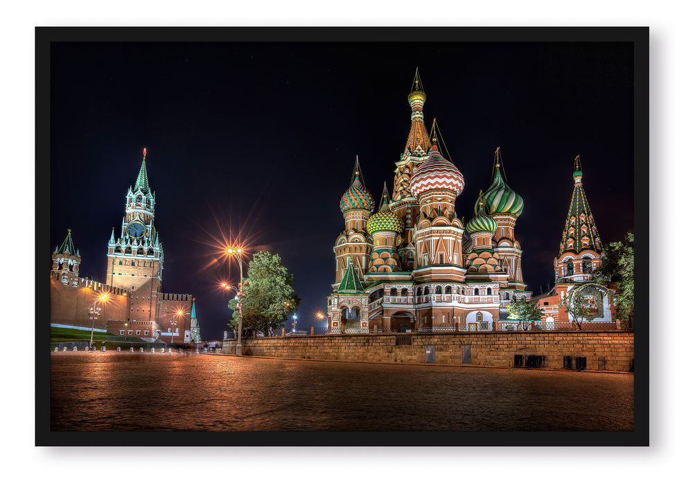 Pixxprint Basilius Kathedrale in Moskau, Poster mit Bilderrahmen