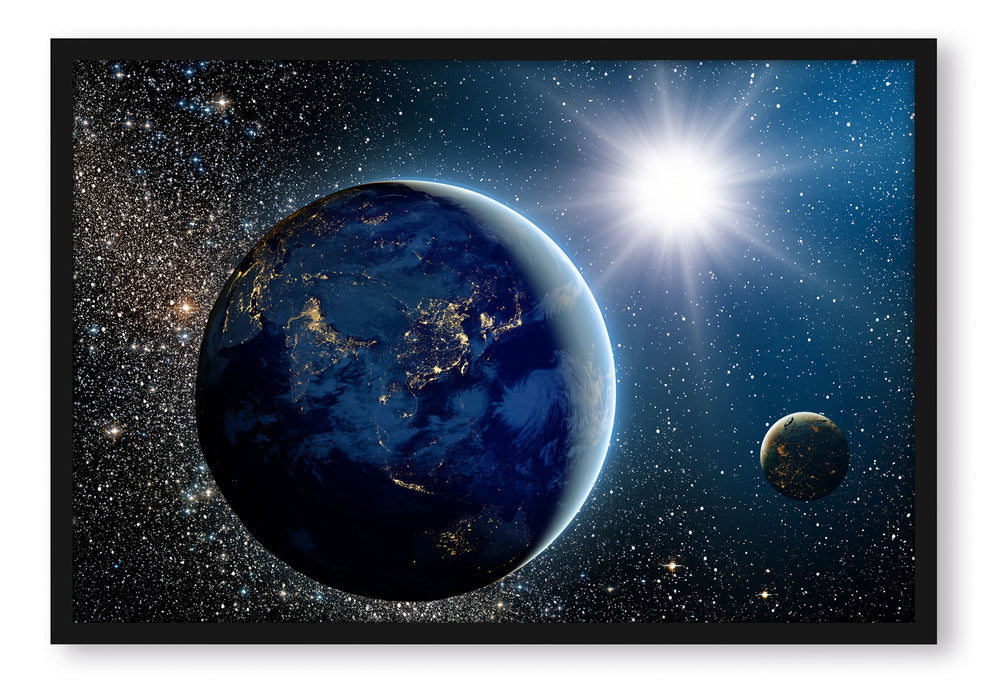 Pixxprint Erde im Weltall, Poster mit Bilderrahmen