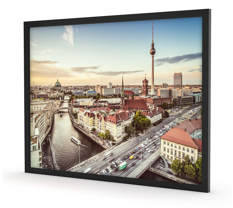 Skyline von Berlin, Poster mit Bilderrahmen