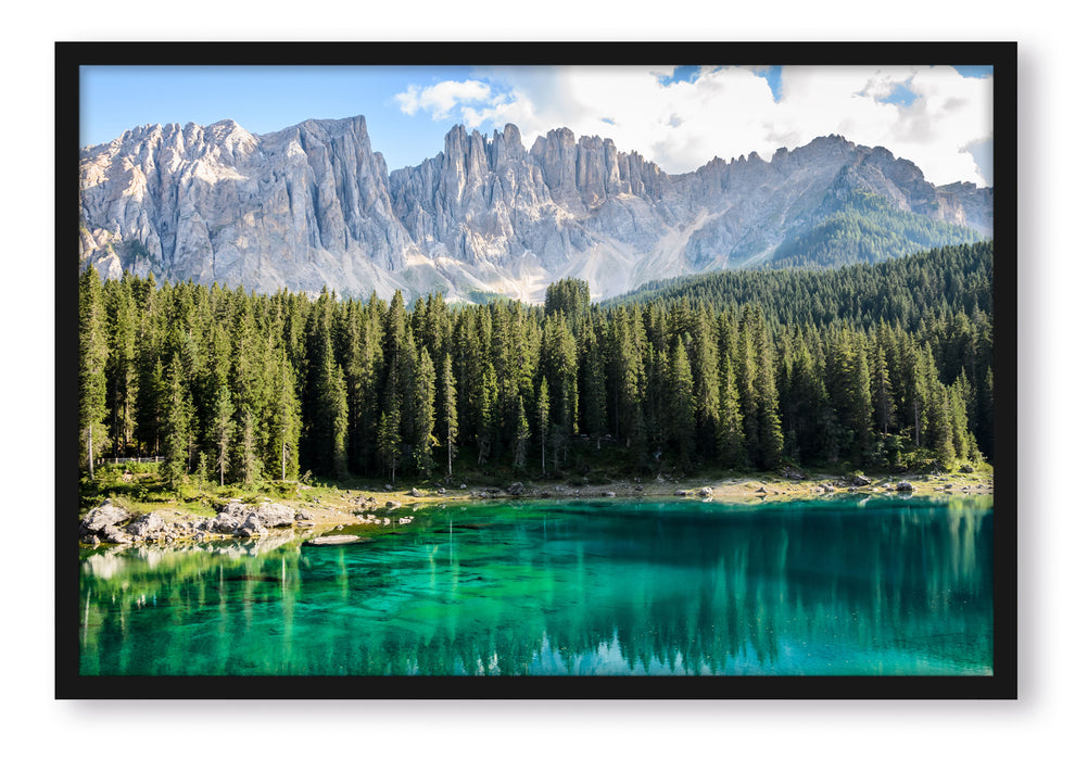 Pixxprint Wunderschöner klarer Bergsee, Poster mit Bilderrahmen