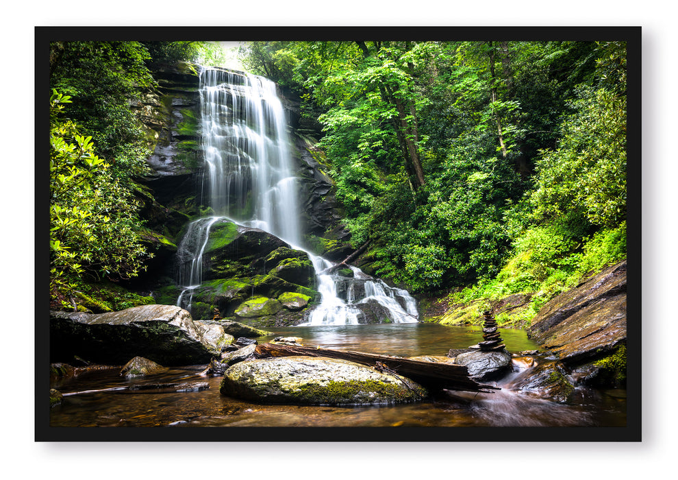 Pixxprint Wasserfall, Poster mit Bilderrahmen