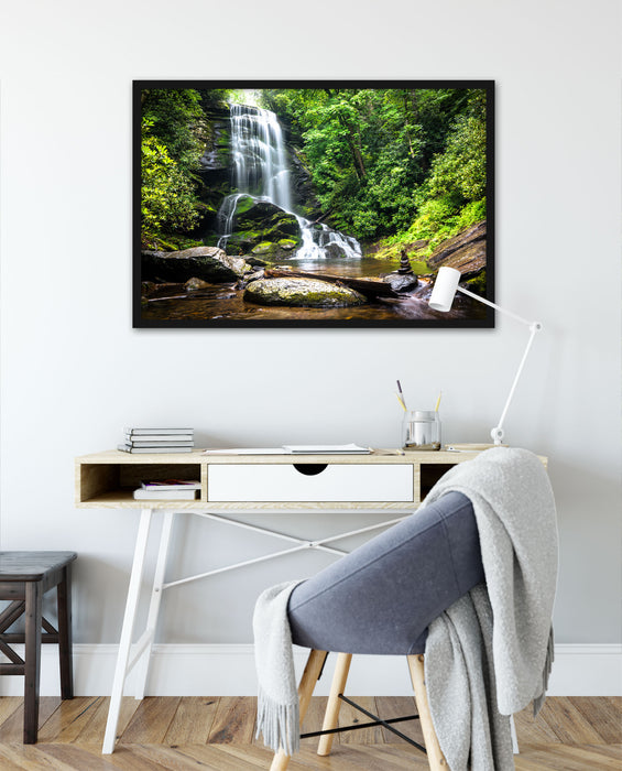 Wasserfall, Poster mit Bilderrahmen