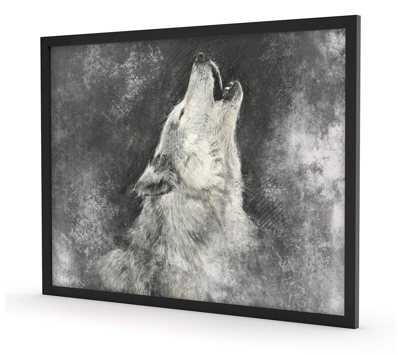 Heulender Wolf Kunst, Poster mit Bilderrahmen