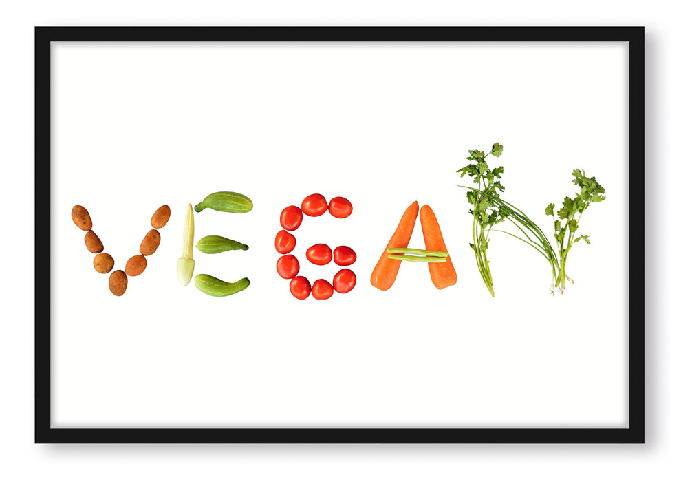 Pixxprint Vegan Gemüse, Poster mit Bilderrahmen