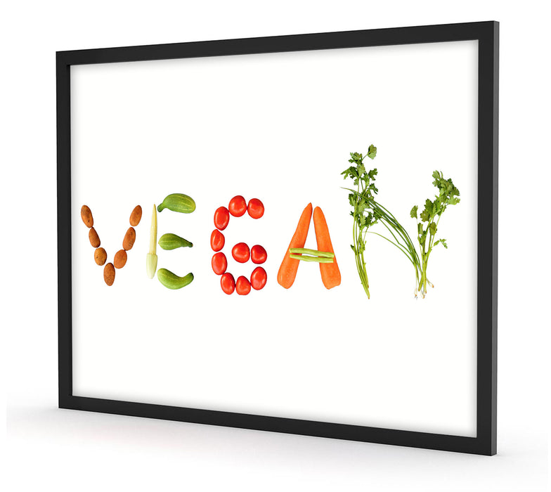 Vegan Gemüse, Poster mit Bilderrahmen