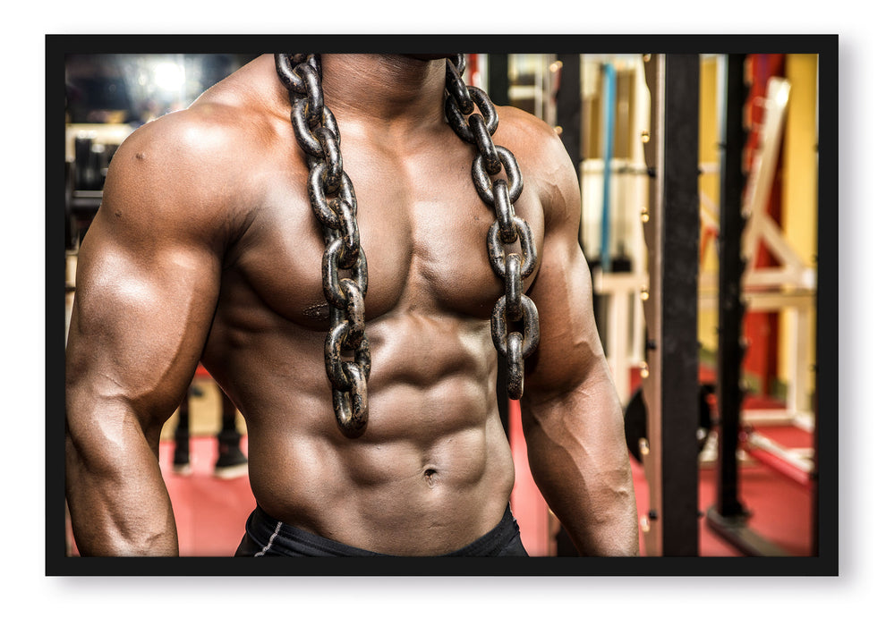 Pixxprint Traumhafter Männerkörper, Poster mit Bilderrahmen
