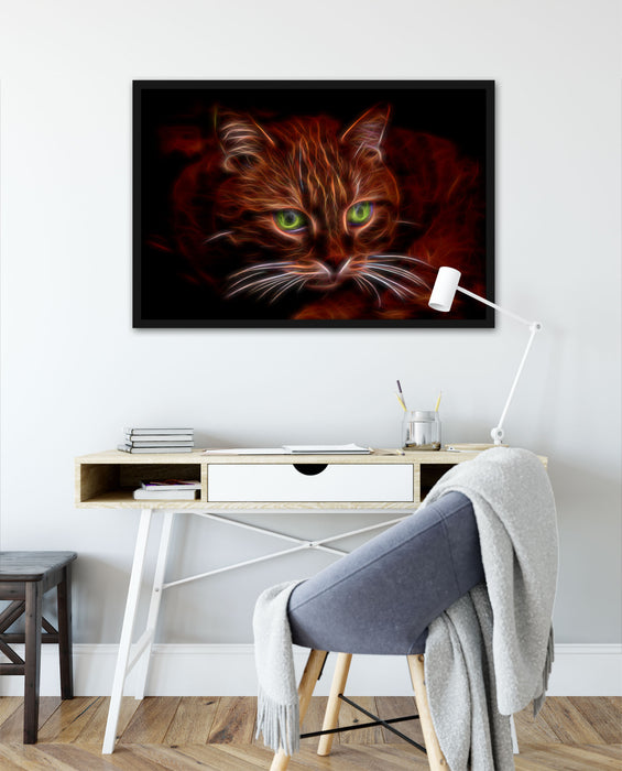 schöne Hauskatze, Poster mit Bilderrahmen