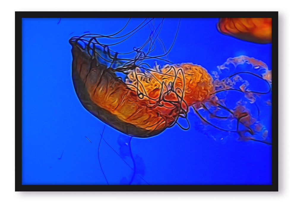 Pixxprint anmutige Qualle im Wasser, Poster mit Bilderrahmen