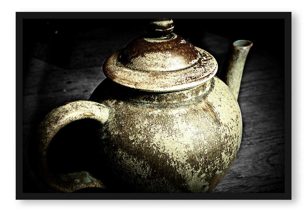 Pixxprint klassische Teekanne aus Keramik, Poster mit Bilderrahmen
