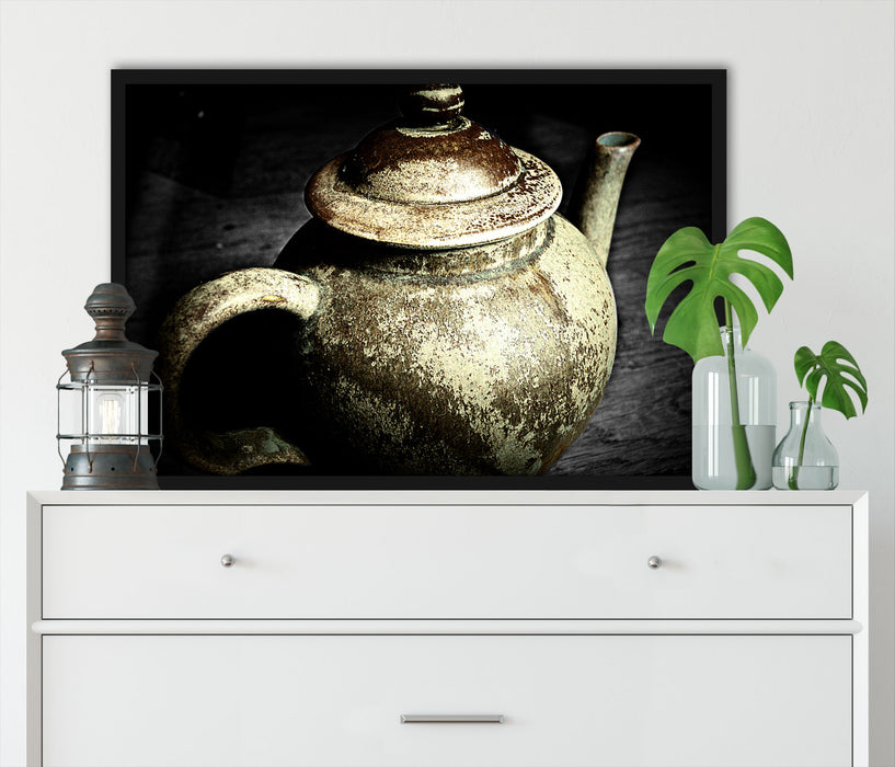 klassische Teekanne aus Keramik, Poster mit Bilderrahmen