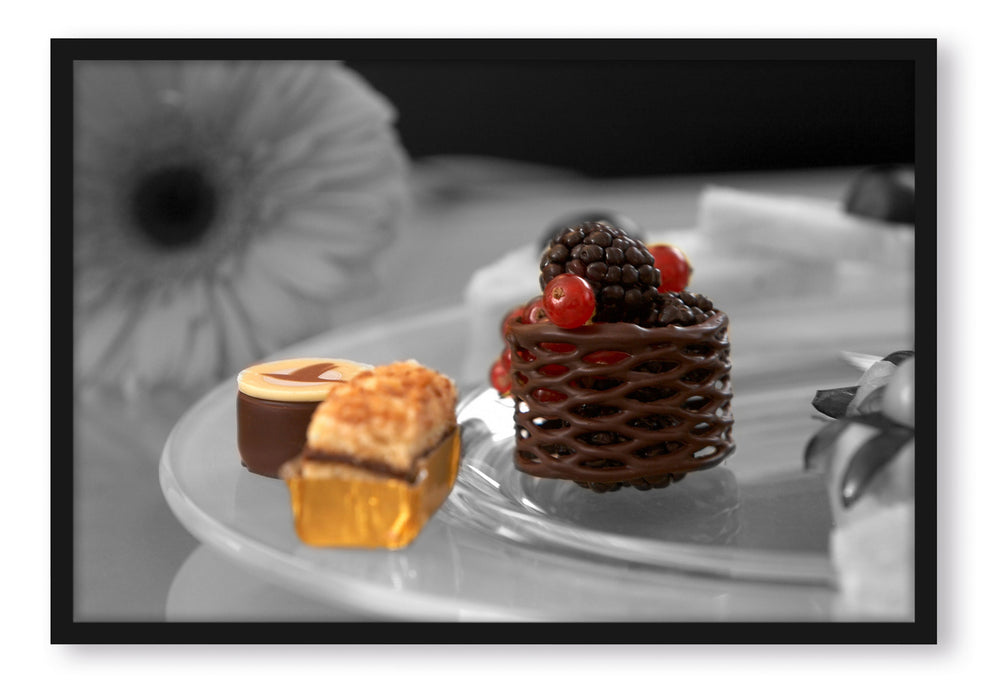 Pixxprint appetitliche süße Desserts, Poster mit Bilderrahmen