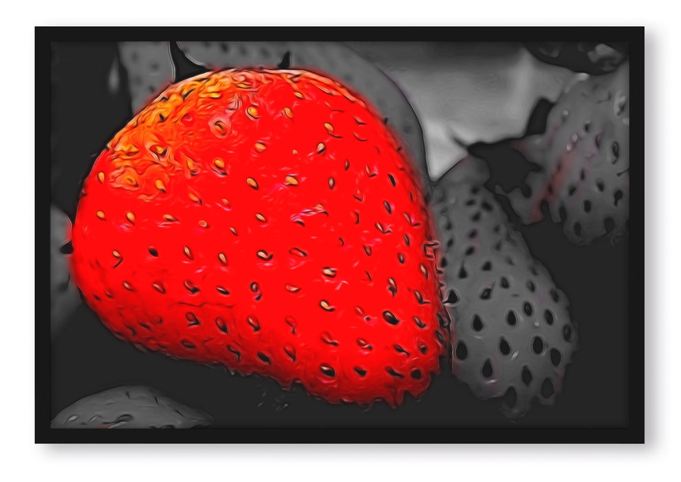 reife große Erdbeeren, Poster mit Bilderrahmen