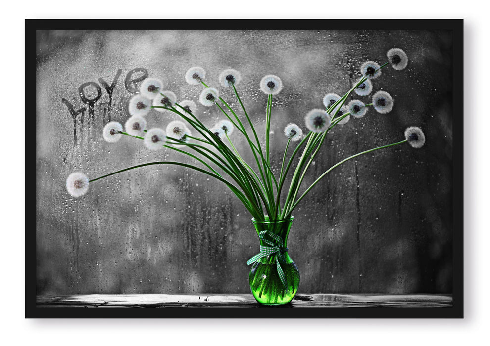 Pixxprint Pusteblumen bei Regen, Poster mit Bilderrahmen