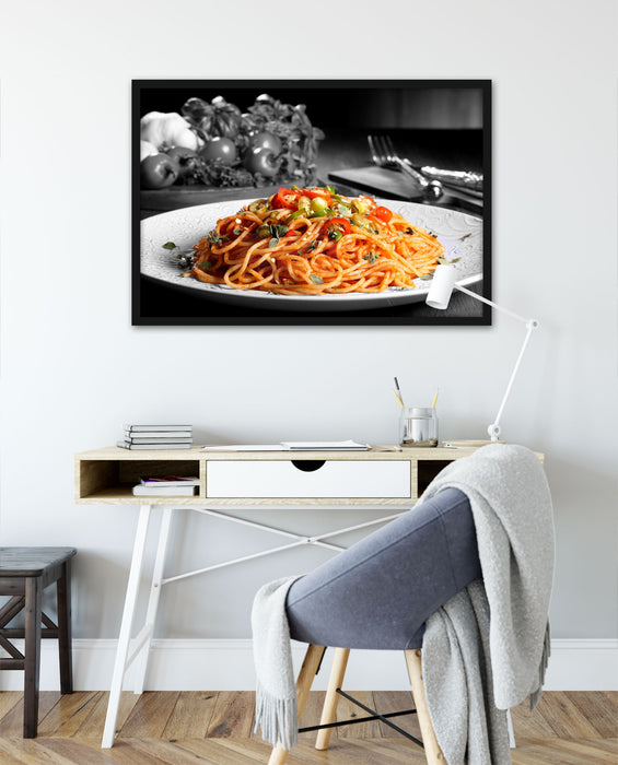 schmackhafte Spaghetti Italia, Poster mit Bilderrahmen