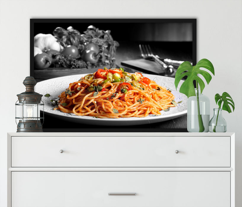 schmackhafte Spaghetti Italia, Poster mit Bilderrahmen