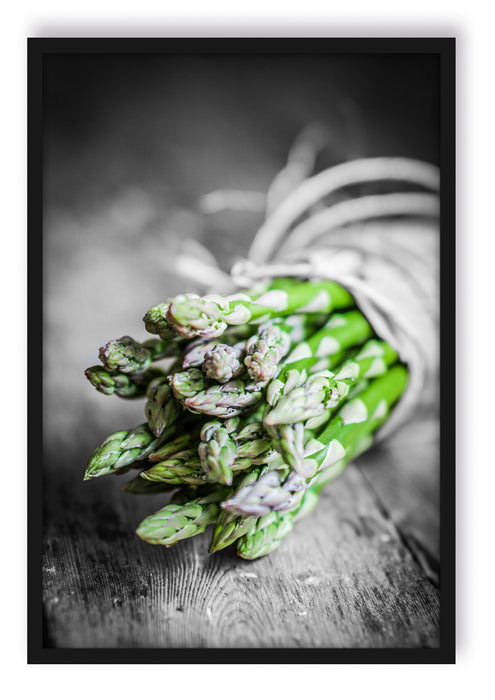 Pixxprint frischer gebundener Spargel, Poster mit Bilderrahmen