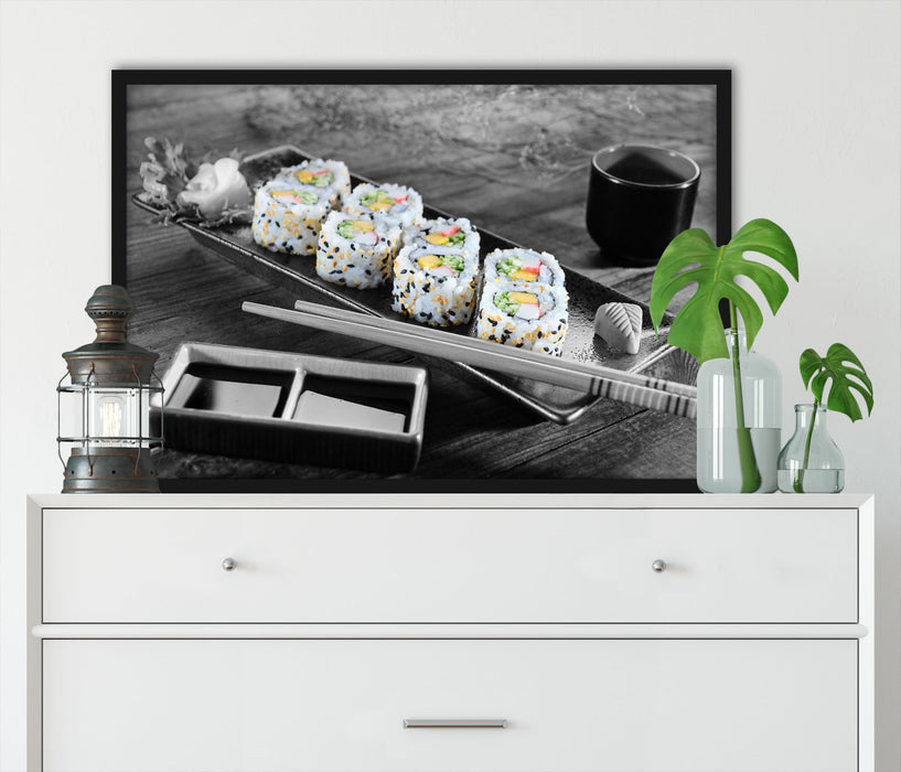 Inside Out Sushi Rollen, Poster mit Bilderrahmen