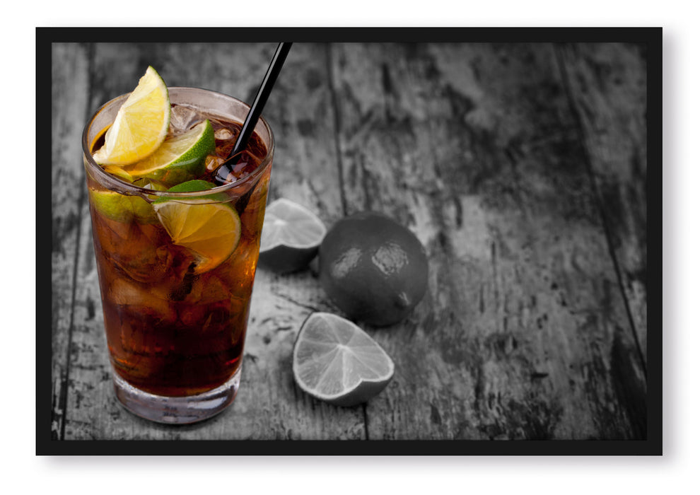 Pixxprint Cuba Libre mit vielen Limetten, Poster mit Bilderrahmen