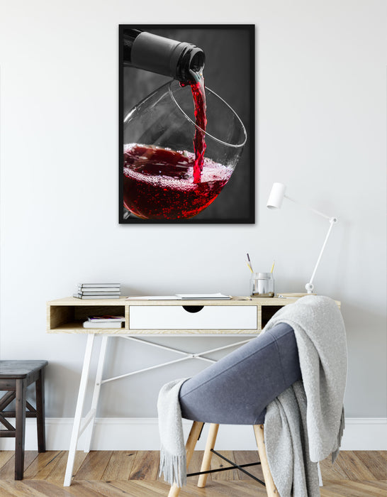 köstlicher Rotwein, Poster mit Bilderrahmen
