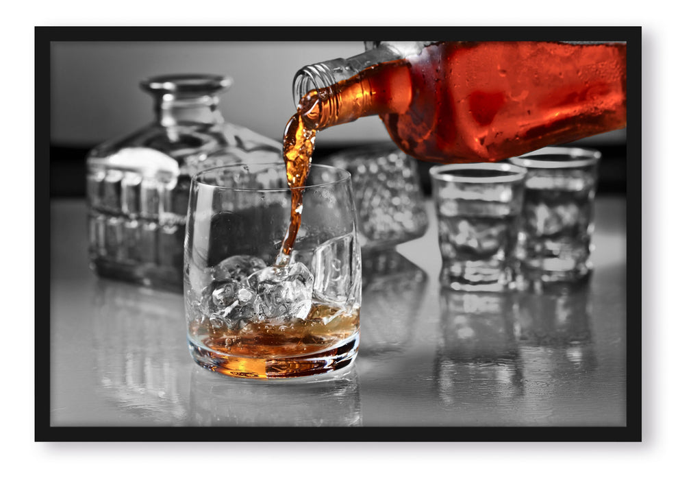 Pixxprint Whiskey im Whiskeyglas, Poster mit Bilderrahmen