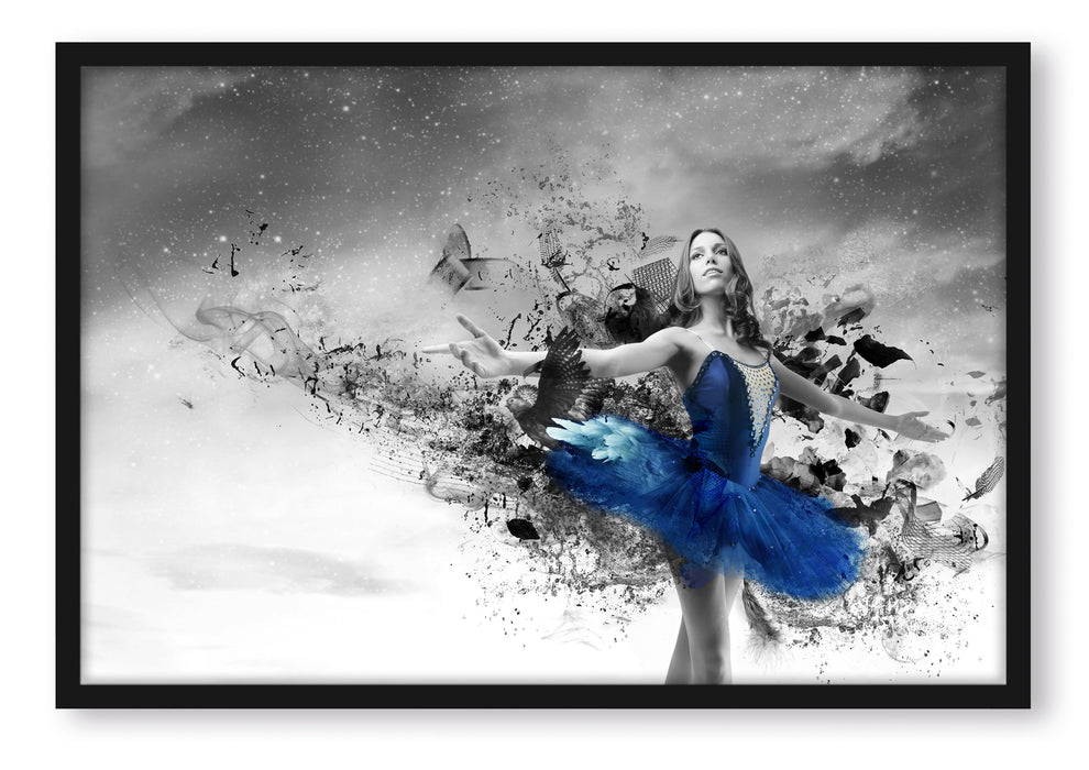 Pixxprint schöne Ballerina, Poster mit Bilderrahmen