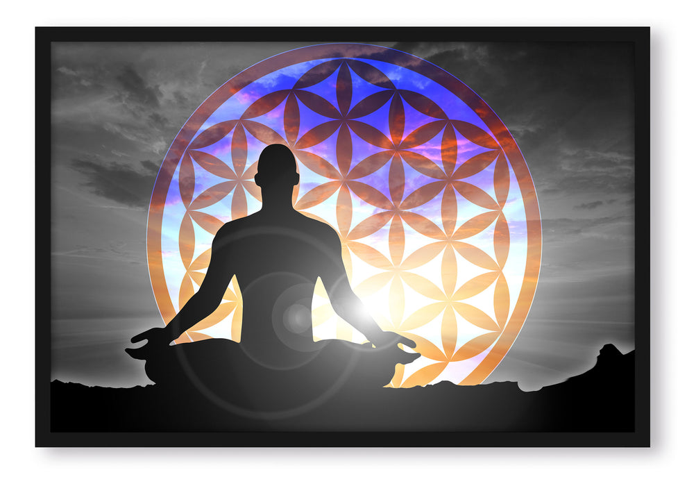 Pixxprint Blume des Lebens, Poster mit Bilderrahmen